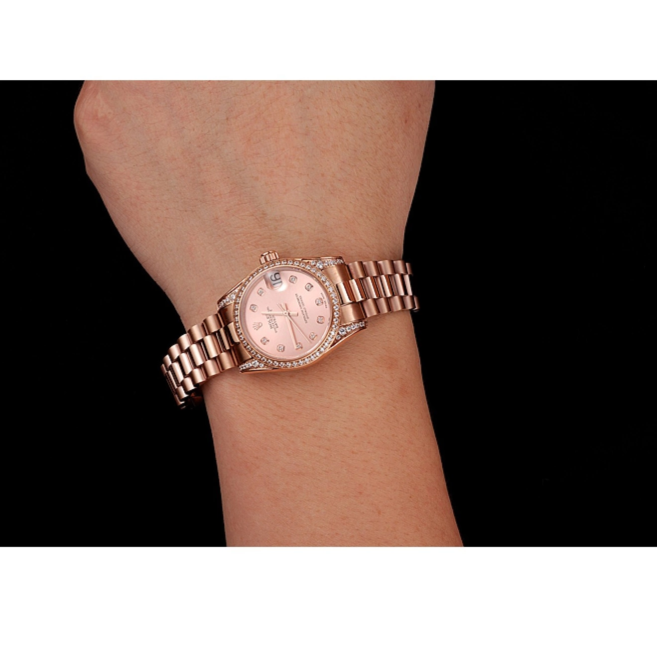 MiroTime 0710 Swiss Rolex DateJust Rose Gold Dial Diamond Case Rose Gold Bracelet 1453977
